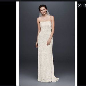 NWT Allover Beaded Lace Sheath Gown with Empire Waist